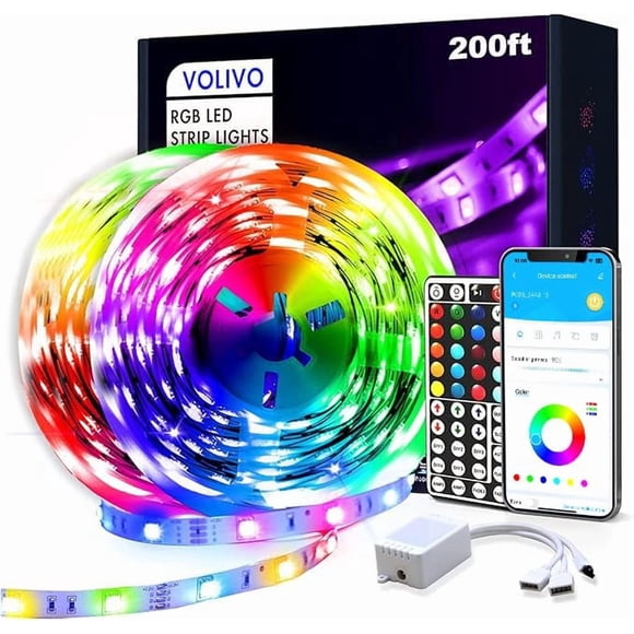 Tira de luces LED VOLIVO 60 m con sincronización de música Bluetooth controlada por aplicación