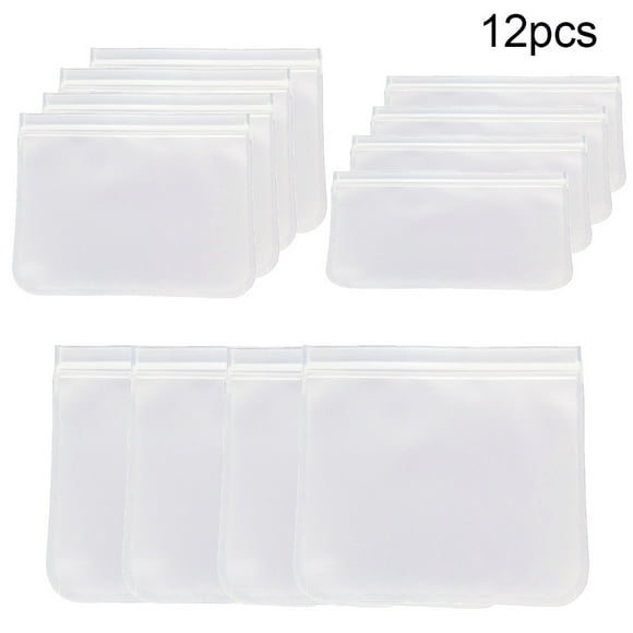 Cheers 12Pcs Reusable Transparent Zipper Food Storage Bag Freezer Travel Lunch Pouch