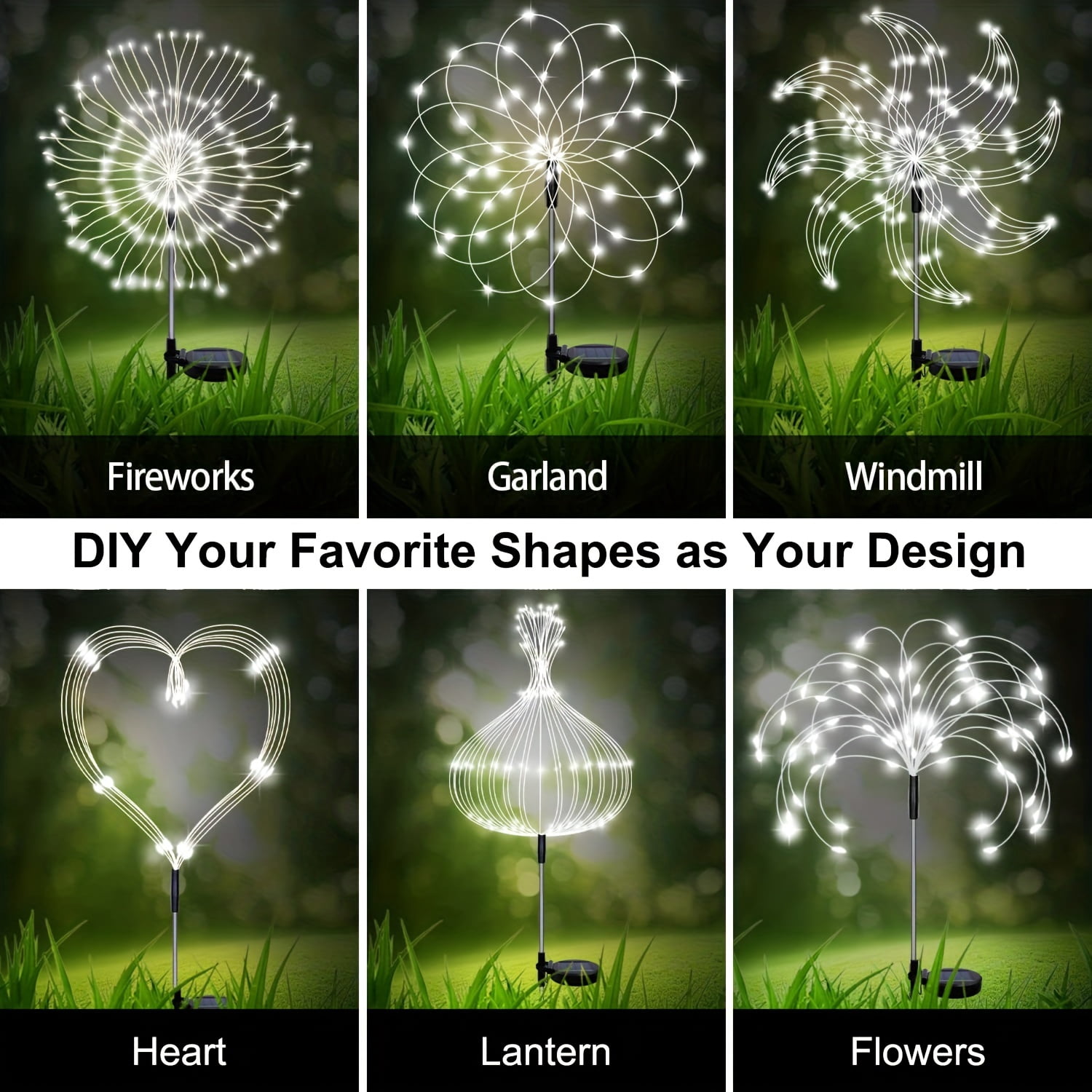 90/150/200 LED Solar Fireworks Lights Outdoor Waterproof Solar Garden Light With 8 Lighting Modes DIY Lawn Lamp For Yard Pathway Decor