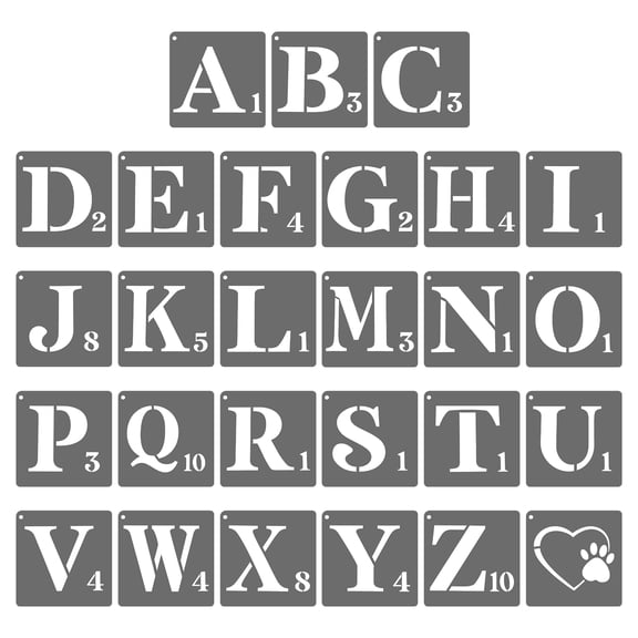 Uxcell 5 Inch Numbers Craft Stencils, 26 Pcs Letter Stencils Alphabet Reusable Plastic kit for Painting