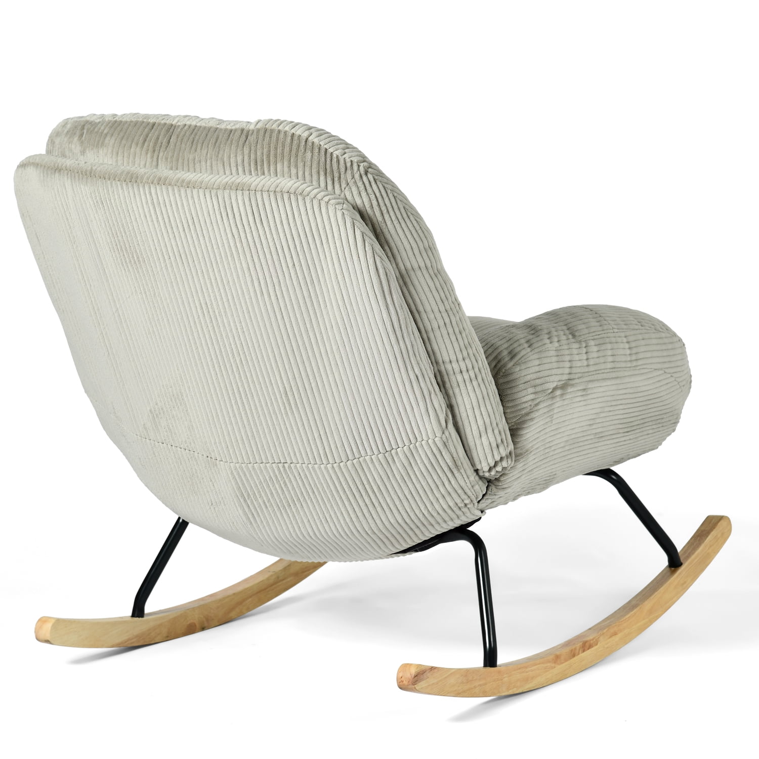 Homy Casa Corduroy Rocking Accent Chair with Solid Wood Base, Lounge Chair for Living Room, Bedroom, Reading Corner
