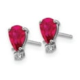 thumbnail image 2 of Auriga Fine Jewelry 14K White Gold Pear-shaped Ruby and Diamond Stud Earrings for Women (L- 0.32 inch, W- 0.16 inch), 2 of 4