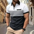 thumbnail image 2 of WTXUE Polos Short Sleeve, Lapel Golf Shirts for Men Spring Summer Casual Buttons Lapel T Shirt Tops Patchwork | Workwear for Men White/Patchwork L, 2 of 6