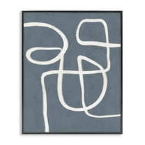 Stupell Industries Freeflow Line on Blue Abstract Painting Black Framed Art Print Wall Art, 11 x 14
