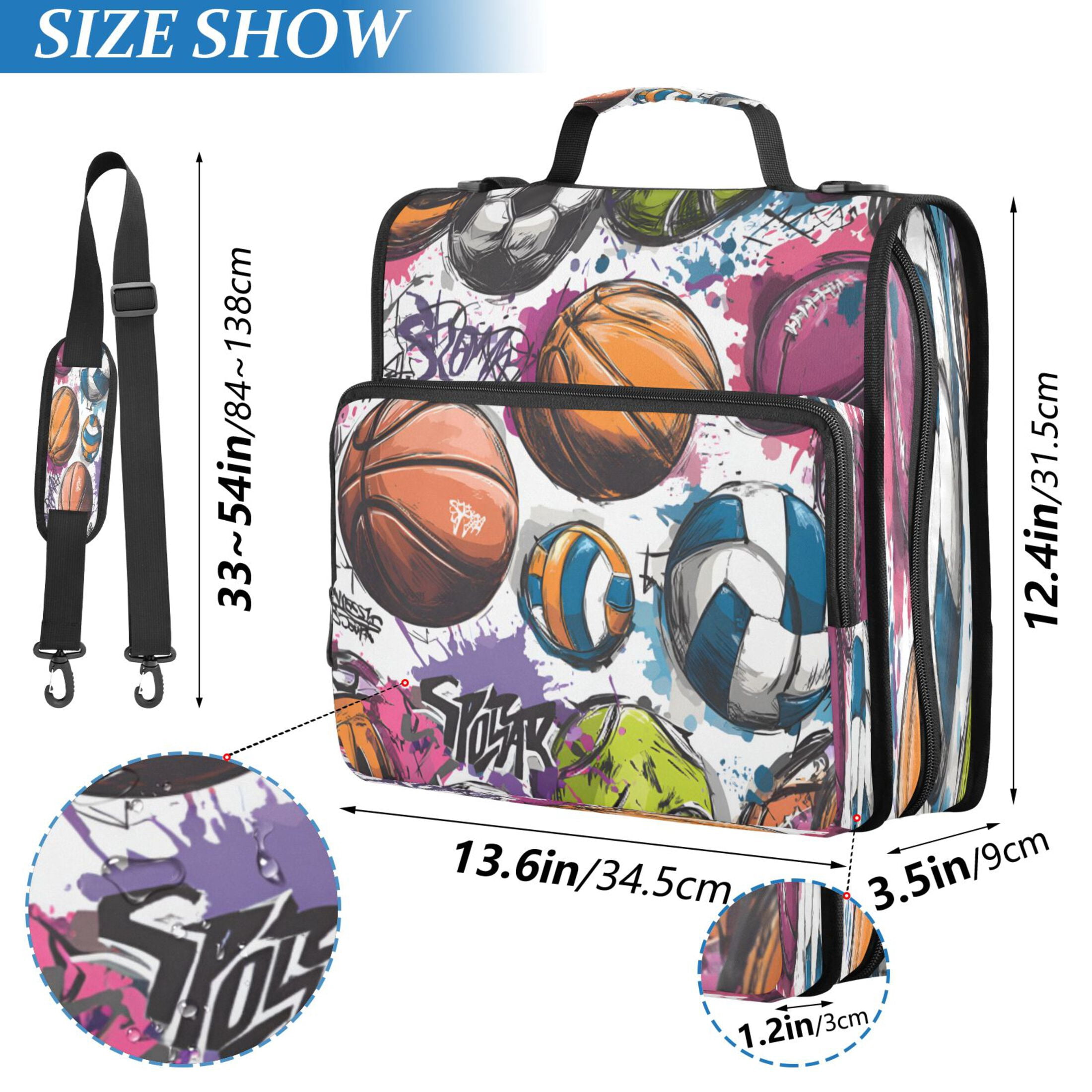 DIXRUYEE Zipper Binder trapper keeper Documents Organized Colorful Street Art Sports Printed