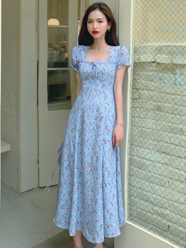 Puff Sleeve Floral Maxi Dress Square 