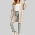 thumbnail image 2 of larppty Womens Open Front Cardigan Waffle Knit Long Sleeve Sweaters Tops Fall Coat Outerwear with Pockets (Light Yellow, XXL), 2 of 5