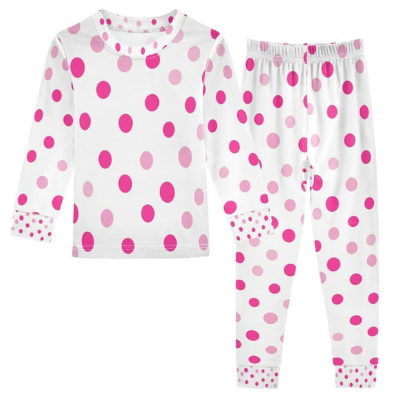 FORMRS Toddler Unisex Long Sleeve Top and Pants Pajama Set 2-Piece Sleepwear, Sizes 18M-8Y, Purple Polka Dots