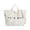 White, variant on Uobin Corduroy Tote With Embroidered Letter Design Casual Shoulder Handbag For Daily Use