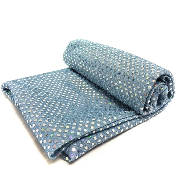 Shason Textile Spangle Sequin Glitter Knit Fabric, Denim Ice Blue