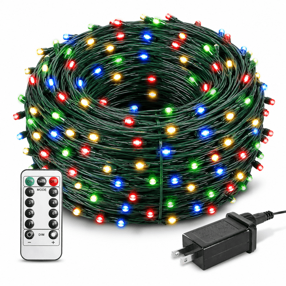 330FT 1000 LED Multicolor Christmas String Lights with Remote - Waterproof Outdoor Fairy Lights with 8 Modes, Timer, and Memory for Tree, Patio, Garden, and Parties
