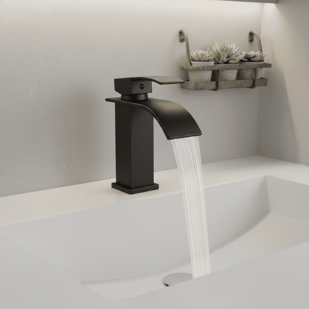 Single Handle Bathroom Faucet Lavatory Faucet Stainless Steel Single Hole-TP, Matte Black