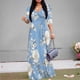 thumbnail image 4 of Vestido largo con estampado floral, cuello en V, manga abullonada, talla 3XL, mujer, 4 of 6