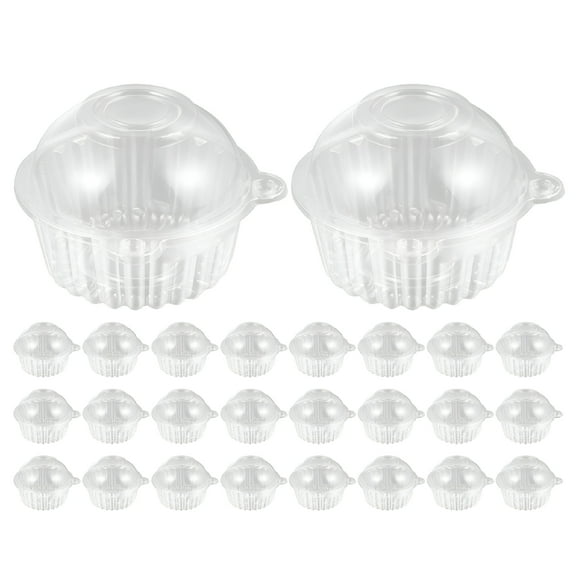 ACDANC 50pcs Cupcake Holders Clear Plastic Cupcake Containers Disposable Cake Boxes