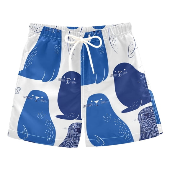 Blue Sea Lions Cute Swim Trunks Board Shorts Beach Pants Bathing Bottoms 2T