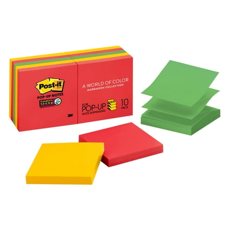 Post-it Pop-up Notes Super Sticky Pop-up 3 x 3 Note Refill, Marrakesh, 90 Notes/Pad, 10 Pads/Pack -MMMR33010SSAN