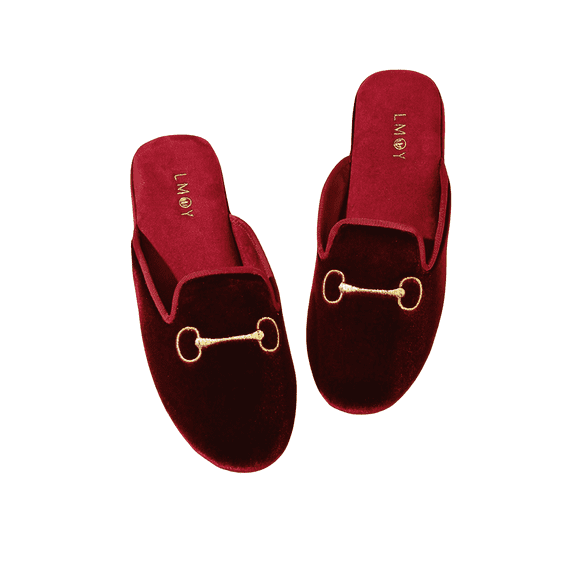 Lmoy Velvet Slippers Women's Slippers House Lightweight Non-Slip Elegant Red