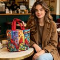 thumbnail image 4 of Quilted Tote Bag for Women, Digital Print Shoulder Handbag, Large Capacity Lightweight Oxford Cloth Shopping Bag, Durable Work Commuter Travel Carry-on, 4 of 5