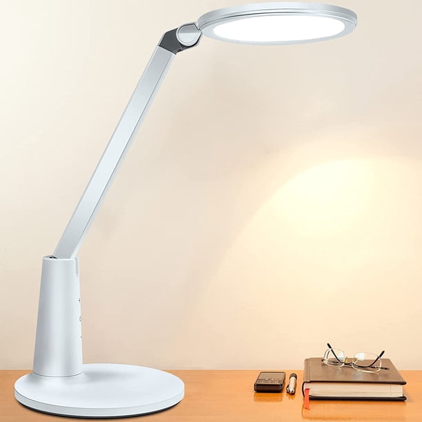 Lámpara de escritorio para el cuidado de los ojos con control táctil, lámpara de escritorio moderna con temperatura de color ajustable para un uso nocturno seguro, diseño con iluminación lateral para