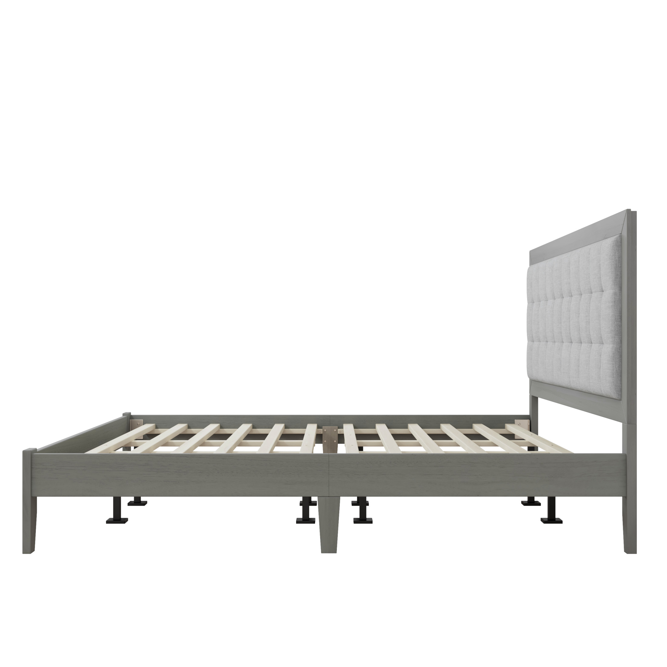 Christopher Knight Home Bohemian California King Bed Frame with Grey Tufted Headboard and Solid Wood