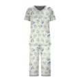 thumbnail image 3 of Womens Summer Pajamas Set Casual Short Sleeve V Neck Tops and Capri Pants with Pockets Sleepwear Pjs Loungewear, 3 of 8