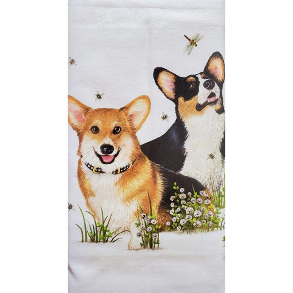 Mary Lake Thompson Corgi Pembroke Welsh Dog Pair Dish Towel