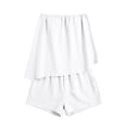 thumbnail image 6 of Miluxas Women's 2 Piece Outfit Strapless Top and Shorts Set Casual Summer Outfit for Beach Vacation White, 6 of 6
