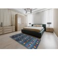 thumbnail image 4 of Ahgly Company Indoor Square Contemporary Dark Blue Grey Blue Abstract Area Rugs, 8' Square, 4 of 6