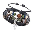 thumbnail image 3 of Pulsera de cuero PU nota musical de encanto brazalete de colgante único ajustable ajustable Negro, 3 of 8