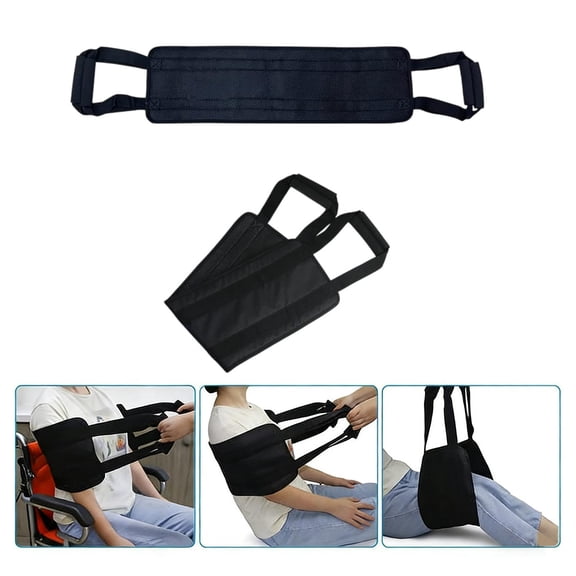 Patient Lift Transfer Belt with Padded Handles | Elderly & Bedridden Assist Strap for Sitting Up & Mobility | 79x24cm Black Oxford Cloth Support Sling | 1 Piece
