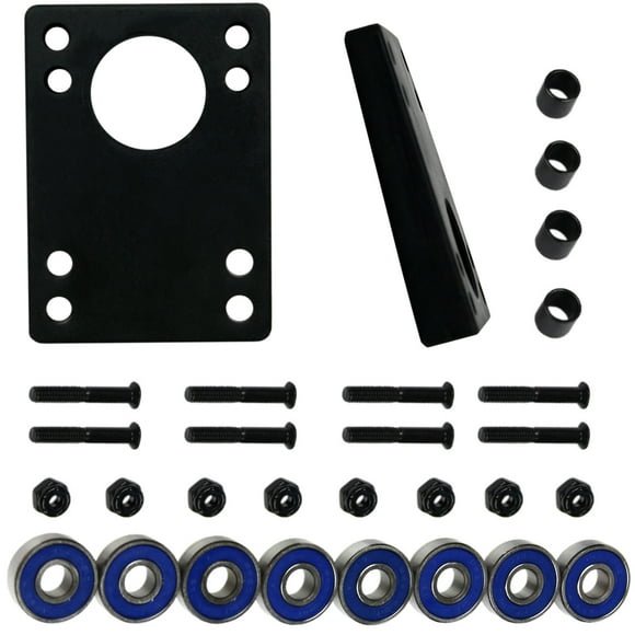 Kit de Rafraîchissement Longboard - Abec 7 Roulements, Rehausseurs Inclinés, Matériel 1.5 Pouces, Espaceurs