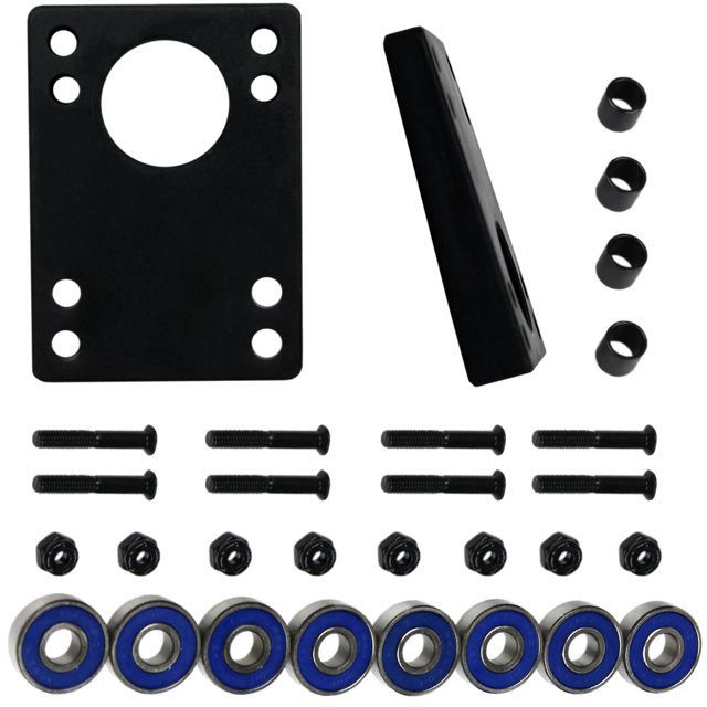 Kit de Rafraîchissement Longboard - Abec 7 Roulements, Rehausseurs Inclinés, Matériel 1.5 Pouces, Espaceurs
