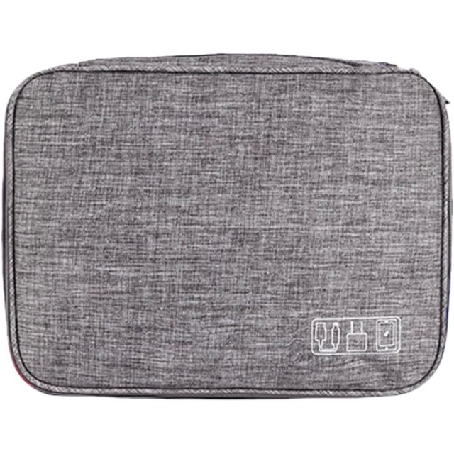 Bolsa organizadora de cables electrónica, portátil, impermeable, de doble capa, para cables, USB, tarjetas SD, cargadores, teléfonos, baterías externas, auriculares (gris), liquidación