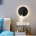 thumbnail image 1 of Lámpara de pared LED para mesita de noche, lámpara de pared de fondo para sala de estar, pasillo, hotel, ingeniería china, (foco giratorio, luz blanca cálida redonda negra H)   JM, 1 of 4