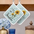 thumbnail image 2 of Sunflower Pot Holders for Kitchen Heatproof Potholder, 5 Pack Teal Green Check You Are My Sunshine Bee Hot Pads Multipurpose Oven Pads Cloth Potholders Trivet for Cooking Baking, 2 of 8