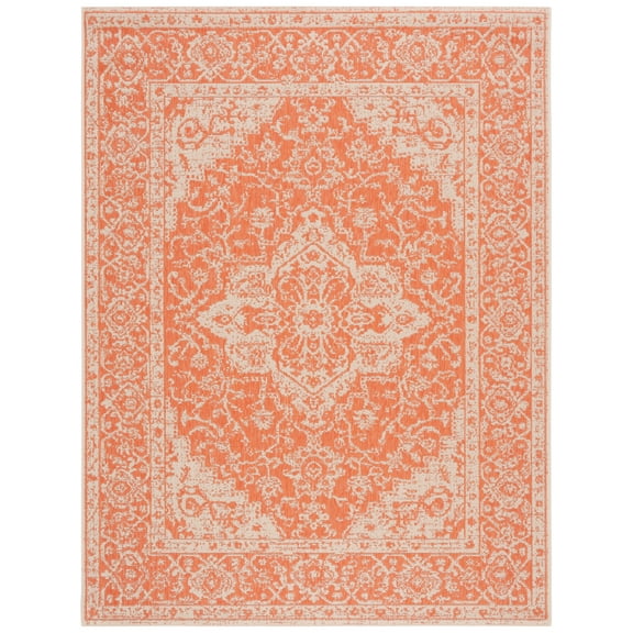 SAFAVIEH Martha Stewart Geometric Indoor/Outdoor Area Rug, Rust/Cream, 6'7" x 9'