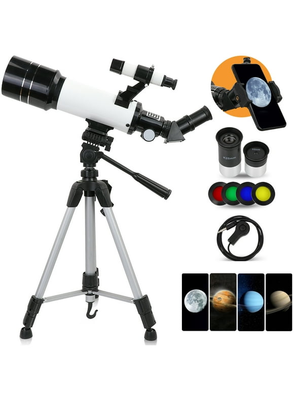 BNISE Telescope 70mm Aperture 400mm - for Kids & Adults Astronomical Refracting Portable Telescopes with Tripod Phone Adapter,Tripod Carrying Bag