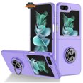 thumbnail image 3 of For Samsung Galaxy Z Flip 5 5G Hybrid Kickstand with 360° Ring Holder Rotating Stand Matte Silicone TPU Matte Rubber Phone Case Cover by Xpression - Green, 3 of 10