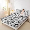 thumbnail image 3 of Erosebridal Black Bow-tie Girls Full Size Sheets, Fashion Cartoon Buffalo Bed Sheets, 4-Piece, 3 of 5