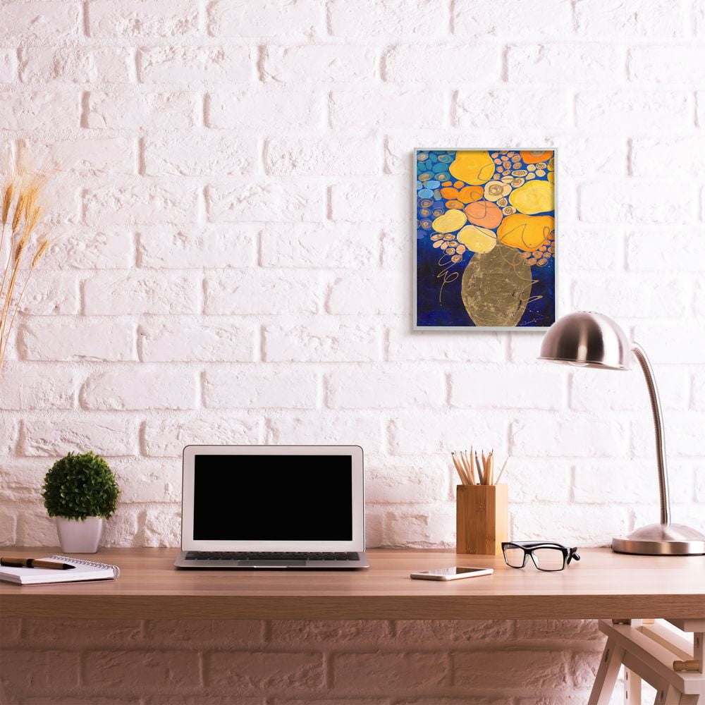 Stupell Industries Summer Floral Abstract Blue Orange Yellow Designed by Third and Wall