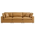 thumbnail image 3 of Modway Commix Down Filled Overstuffed Vegan Leather 3-Seater Sofa in Tan, 3 of 10