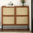 thumbnail image 4 of YOCWO 2 Tier Shoe Cabinet with 4 Flip Drawers, Narrow Shoe Storage Cabinet for Entryway, Walnut, 4 of 6