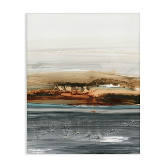 Stupell Industries Abstract Paint Streaked Sea Abstract Painting Wrapped Canvas Art Print Wall Art, 16 x 20