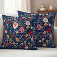 thumbnail image 2 of Navy Blue Flowers Outdoor Pillow Covers 26x26 Set of 2,Waterproof Patio Throw Pillowcase Protectors,Spring Vintage Floral Leaves Farmhouse Decorative Pillow Shams Cushion Covers for Seat Bed Couch, 2 of 8