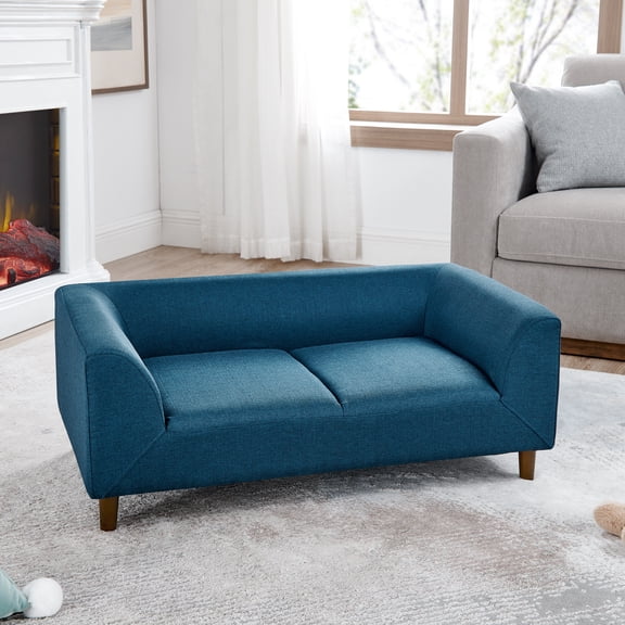 Oufan 39.75" Modern Pet Sofa, Foam Rectangular Pet Sofa with Armrests and Backrest for Small and Medium Pets, Dedicated Sofa Furniture, Blue