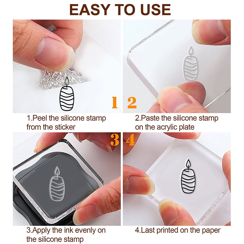 DIY Scrapbooking Stamp Kits including Acrylic Stamping Blocks Tools PVC Plastic Clear Stamp Plastic Craft Finger Ink Pad Stamps Set Mixed Shapes