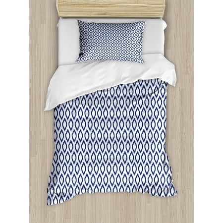 Ikat Duvet Cover Set Eastern Ornament In Blue Exotic Asian Tribal