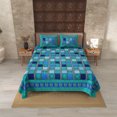 thumbnail image 4 of 240 TC Cotton Sea Green Border Multicolor Checkered 100% Pure Cotton 90 x 108 Inch Double BedSheet with 2 Pillow Covers, 4 of 4