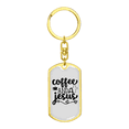 thumbnail image 4 of Coffee And Jesus Stainless Steel or 18k Gold Premium Swivel Dog Tag Keychain, 4 of 10