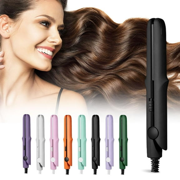 HPZZ 2025 New Mini Dual Purpose Curling Iron, 2 in 1 Mini Curling Wand & Flat Iron Hair Straightener, Portable Travel Curling Wand for Women Short Hair, Hair Straightener for All Hair Types